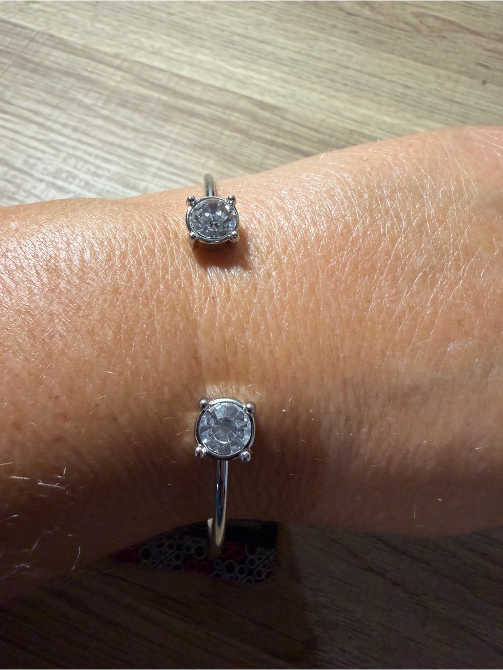 paparazzi Silver-Tone Open Cuff Bracelet with Clear Stones
